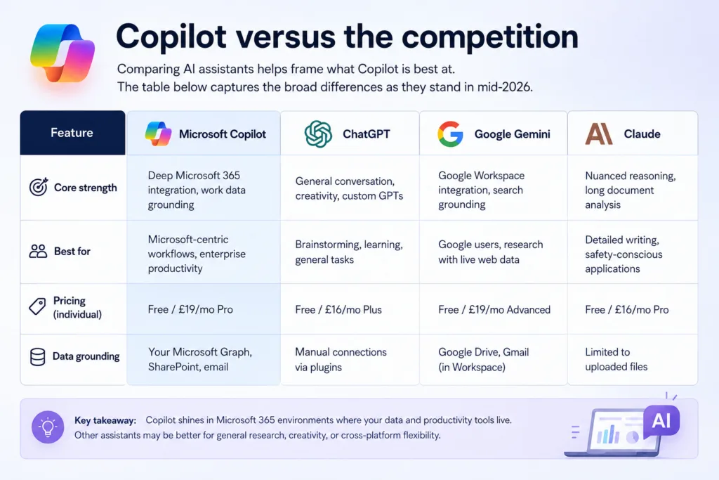 Copilot comparison with AI assistants