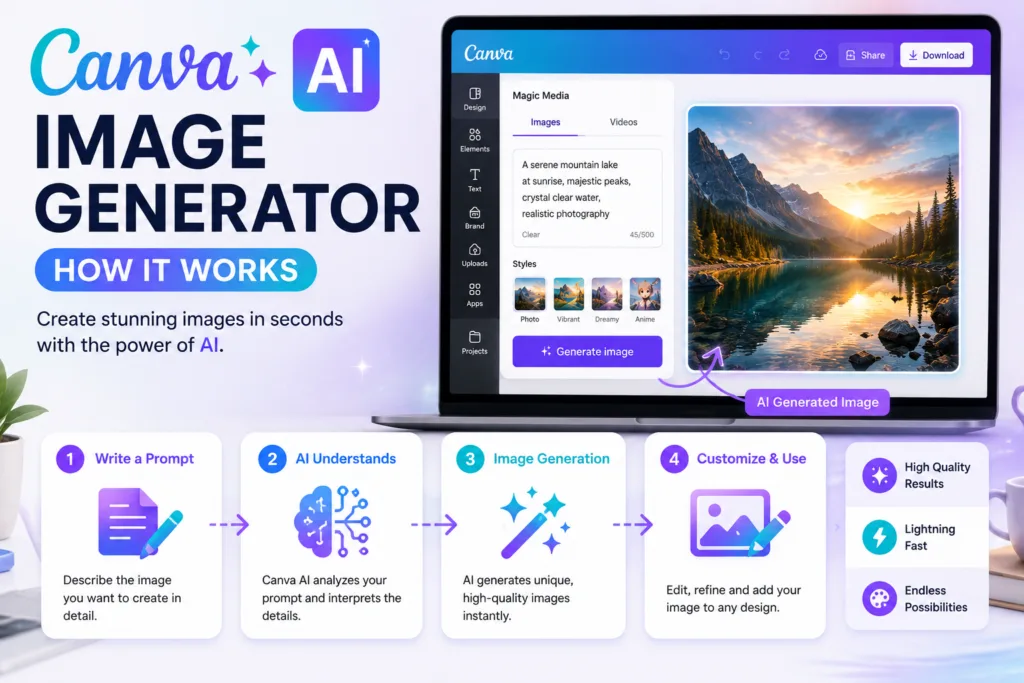 Canva AI Image Generator showing how a text prompt is transformed into an AI-generated image