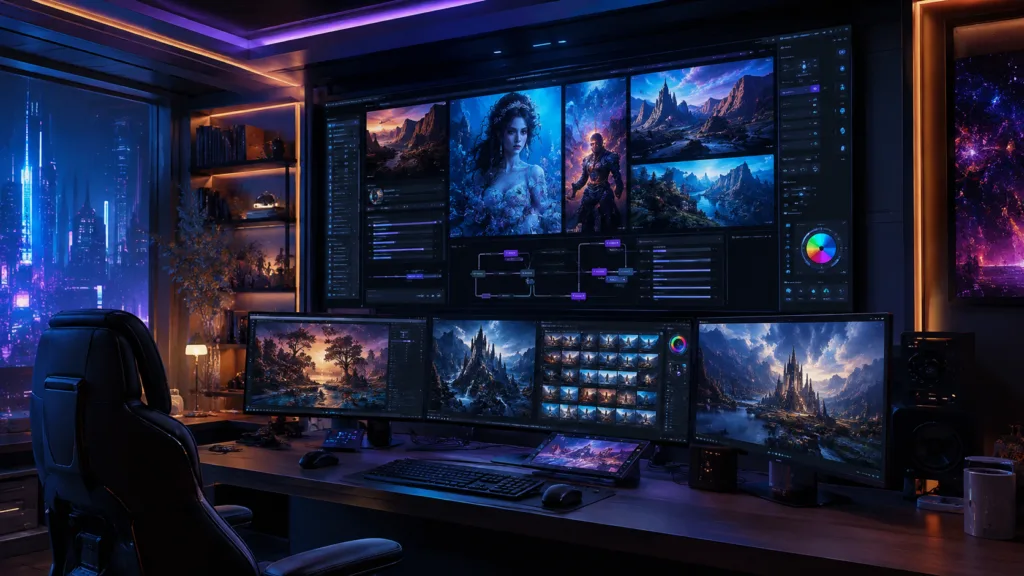 Flux AI workspace demonstrating professional AI image generation in 2026