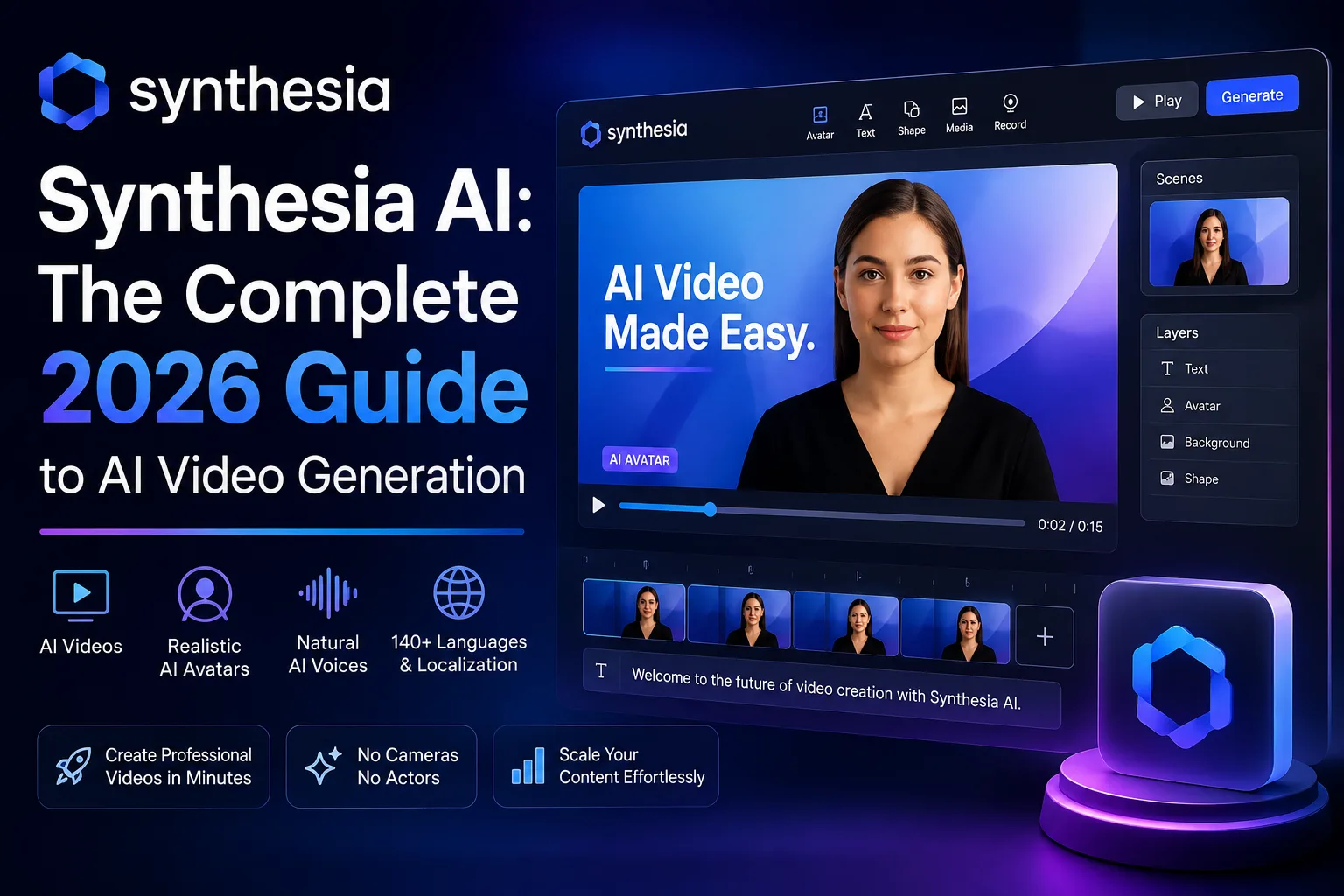 Synthesia AI complete 2026 guide for AI video generation with AI avatars and video editor