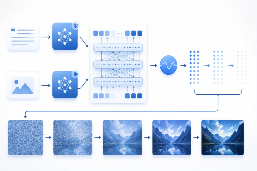 Diagram illustrating the Flux AI image generation architecture